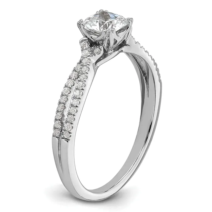 050ct CZ Solid Real 14k White Polish Criss Cross 12ct Cushion Eng Dia Ring Goldia Rings