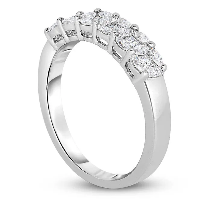 063 CT TW Marquise and PrincessCut Composite Natural Diamond Six Stone Anniversary Band in Solid 14K White Gold Goldia Rings 063 CT TW Marquise and PrincessCut Composite Natural Diamond Six Stone Anniversary Band in Solid 14K White Gold Goldia Rings