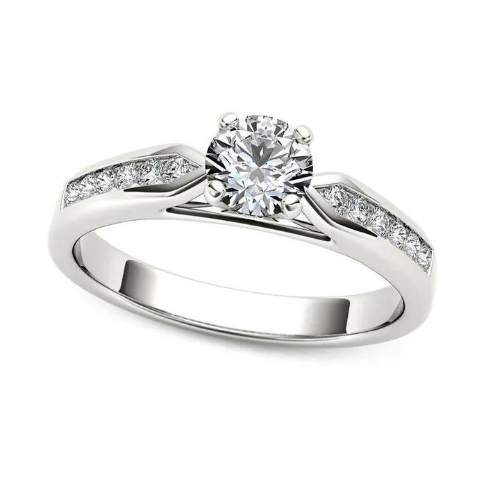 063 CT TW Natural Diamond Engagement Ring in Solid 14K White Gold Goldia Rings