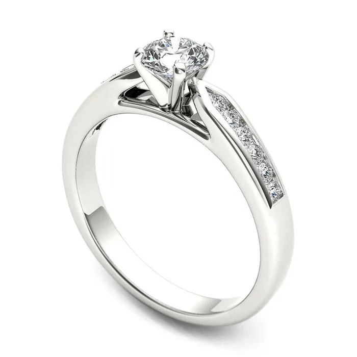 063 CT TW Natural Diamond Engagement Ring in Solid 14K White Gold Goldia Rings 063 CT TW Natural Diamond Engagement Ring in Solid 14K White Gold Goldia Rings