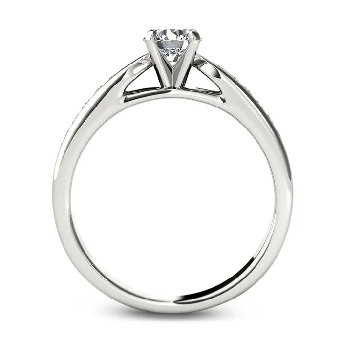 063 CT TW Natural Diamond Engagement Ring in Solid 14K White Gold Goldia Rings 063 CT TW Natural Diamond Engagement Ring in Solid 14K White Gold Goldia Rings
