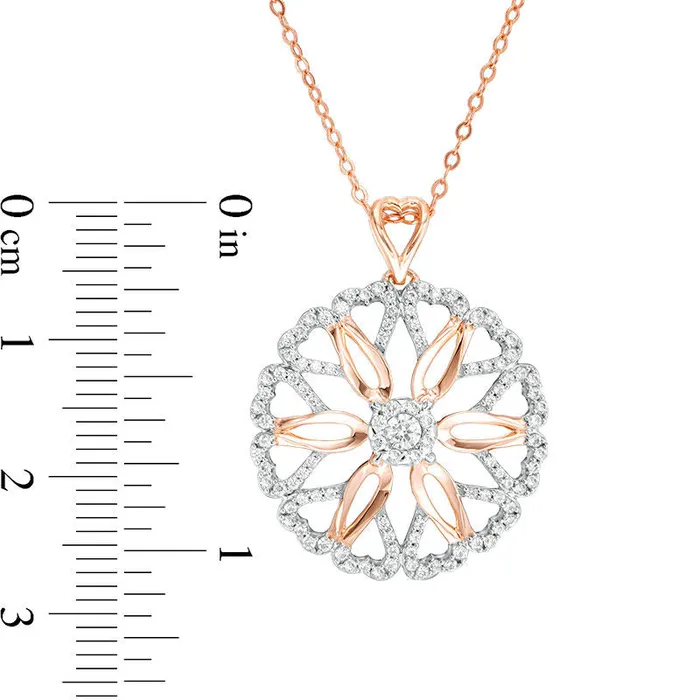 063 CT TW Natural Diamond Heart Flower Pendant in 10K Rose Gold Goldia Necklaces 063 CT TW Natural Diamond Heart Flower Pendant in 10K Rose Gold Goldia Necklaces