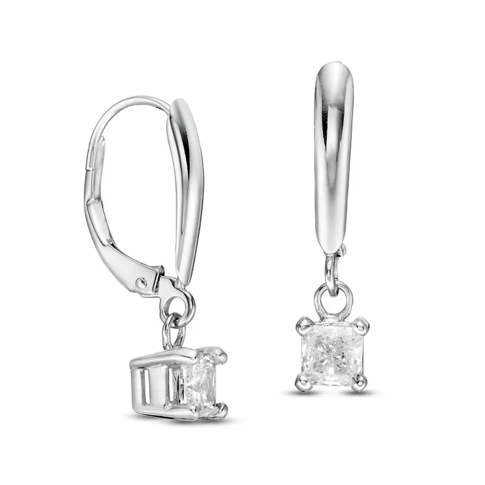 075 CT TW Certified PrincessCut Diamond Solitaire Leverback Earrings in 14K White Gold IVS2 Goldia Earrings 075 CT TW Certified PrincessCut Diamond Solitaire Leverback Earrings in 14K White Gold IVS2 Goldia Earrings