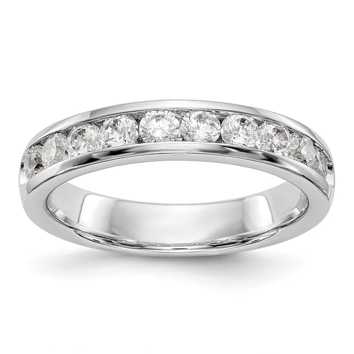 079ct CZ Solid Real 14K White Gold 10Stone Channel Wedding Band Ring Goldia Rings