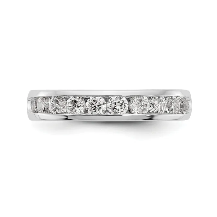 079ct CZ Solid Real 14K White Gold 10Stone Channel Wedding Band Ring Goldia Rings