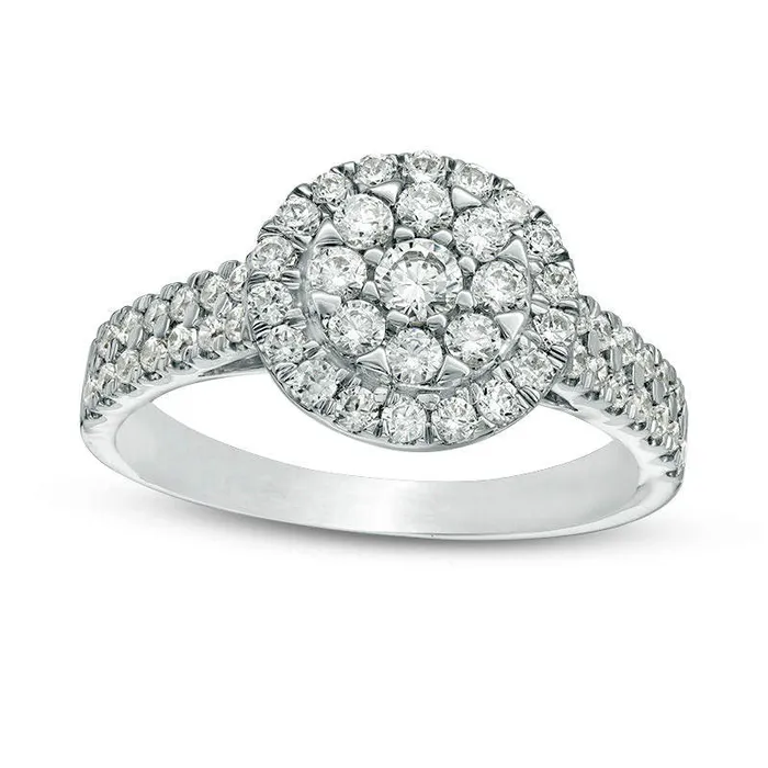 10 CT TW Natural Diamond Double Frame Ring in Solid 10K White Gold Goldia Rings
