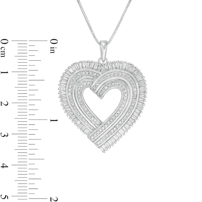 125 CT TW Natural Diamond Layered Ribbon Heart Pendant in Sterling Silver Goldia Necklaces 125 CT TW Natural Diamond Layered Ribbon Heart Pendant in Sterling Silver Goldia Necklaces