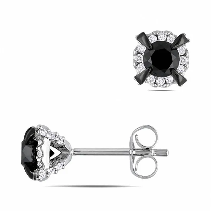 1 CT TW Enhanced Black and White Diamond Frame Stud Earrings in 10K White Gold Goldia Earrings 1 CT TW Enhanced Black and White Diamond Frame Stud Earrings in 10K White Gold Goldia Earrings