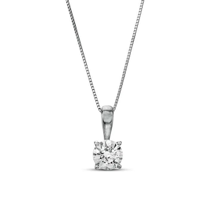 1 CT TW Natural Clarity Enhanced Solitaire Pendant in 14K White Gold JI3 Goldia Necklaces 1 CT TW Natural Clarity Enhanced Solitaire Pendant in 14K White Gold JI3 Goldia Necklaces