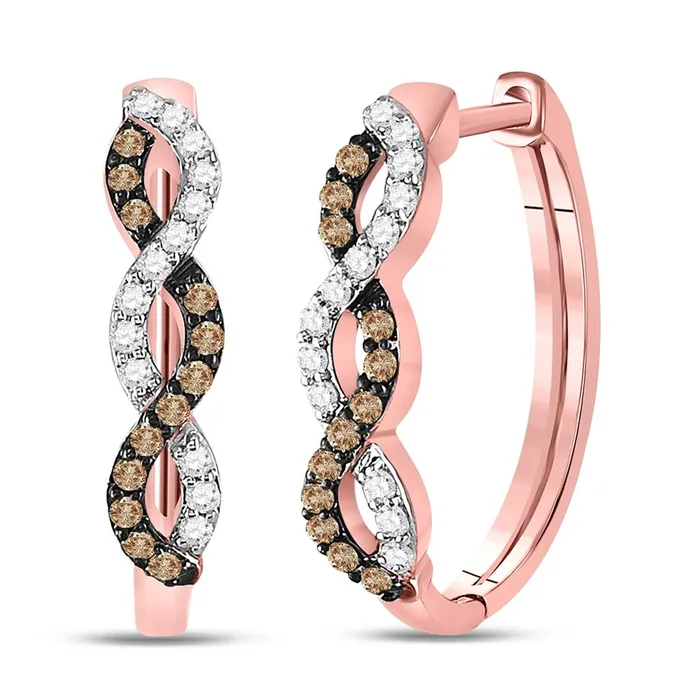 10k Rose Gold Round Brown Diamond Hoop Earrings 13 Cttw gndatlanta Earrings 10k Rose Gold Round Brown Diamond Hoop Earrings 13 Cttw gndatlanta Earrings