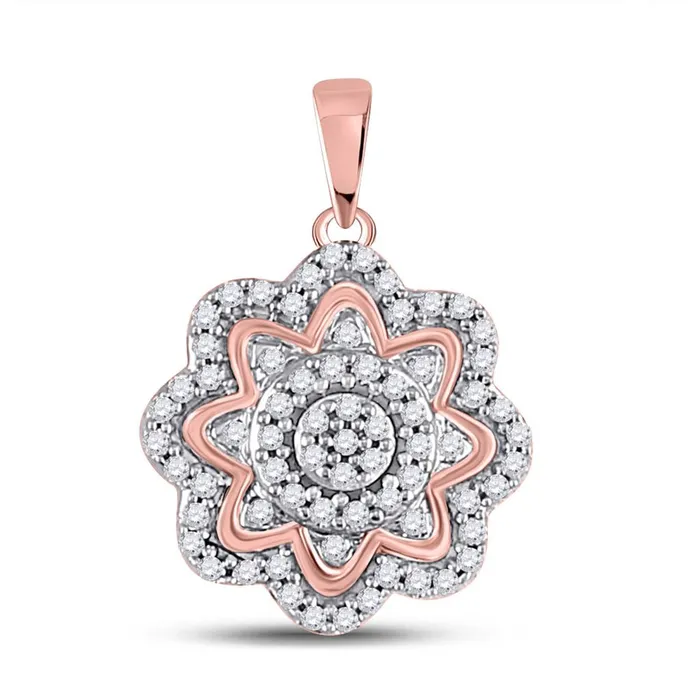 10k Rose Gold Round Diamond Flower Cluster Pendant 15 Cttw gndatlanta Necklaces 10k Rose Gold Round Diamond Flower Cluster Pendant 15 Cttw gndatlanta Necklaces