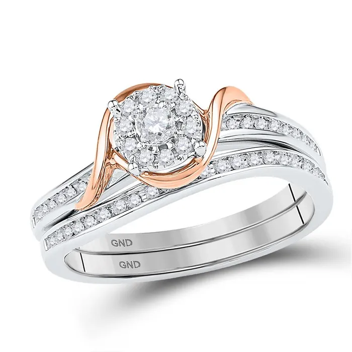 10k Twotone Gold Round Diamond Bridal Wedding Ring Set 14 Cttw gndatlanta Rings