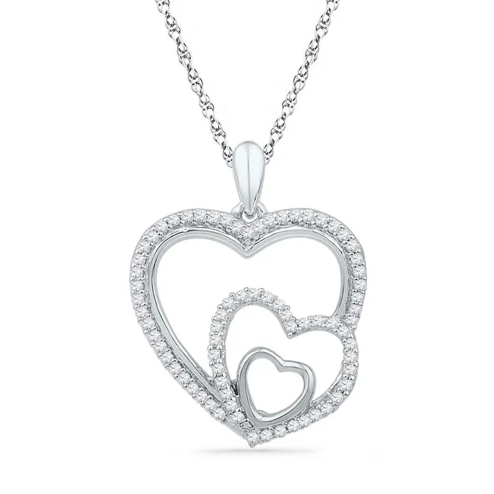 10k Twotone Gold Round Diamond Double Heart Pendant 14 Cttw gndatlanta Rings