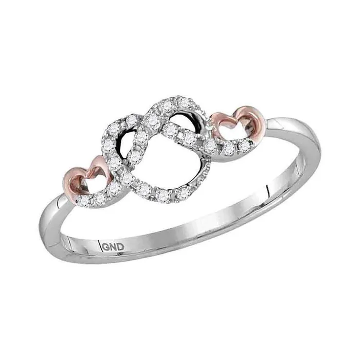 10k Twotone White Gold Round Diamond Infinity Knot Heart Ring 110 Cttw gndatlanta Rings