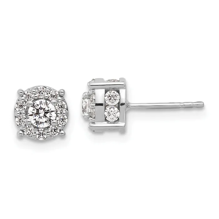 10k White Gold 1 Ct Lab Grown Diamond VSSI G Post Earrings Goldia Earrings
