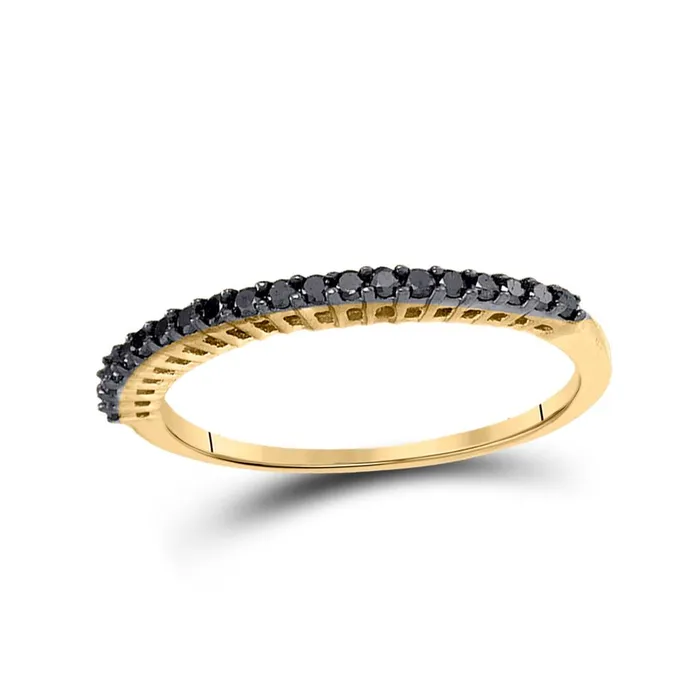 10k Yellow Gold Round Black Diamond Band Ring 14 Cttw Size 5 gndatlanta Rings