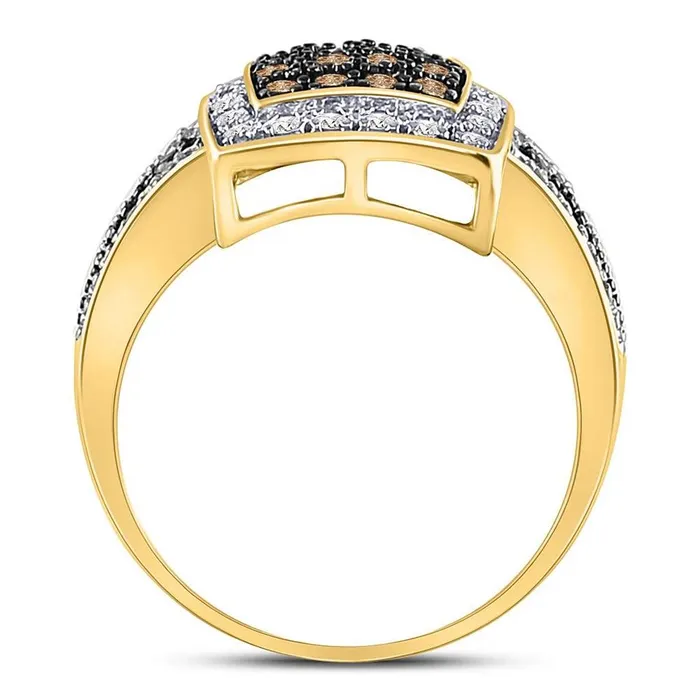 10k Yellow Gold Round Brown Diamond Cluster Ring 12 Cttw gndatlanta Rings