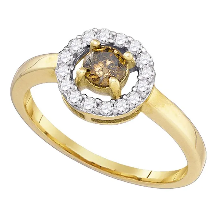 10k Yellow Gold Round Brown Diamond Solitaire Bridal Engagement Ring 12 Cttw gndatlanta Rings