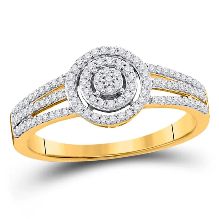 10k Yellow Gold Round Diamond Cluster Bridal Engagement Ring 15 Cttw gndatlanta Rings