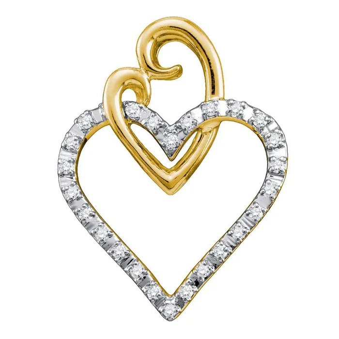 10k Yellow Gold Round Diamond Double Joined Heart Pendant 112 Cttw gndatlanta Necklaces 10k Yellow Gold Round Diamond Double Joined Heart Pendant 112 Cttw gndatlanta Necklaces