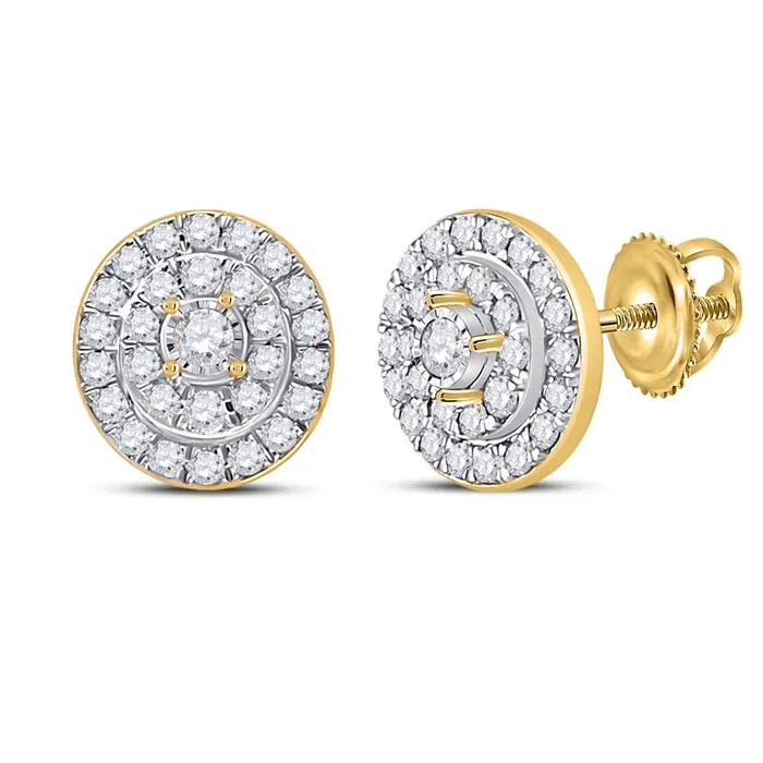 10k Yellow Gold Round Diamond Oval Earrings 13 Cttw gndatlanta Earrings