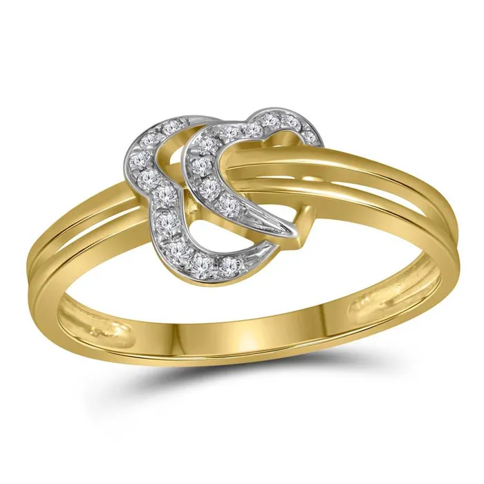 10k Yellow Gold Round Diamond Threaded Heart Ring 112 Cttw gndatlanta Rings