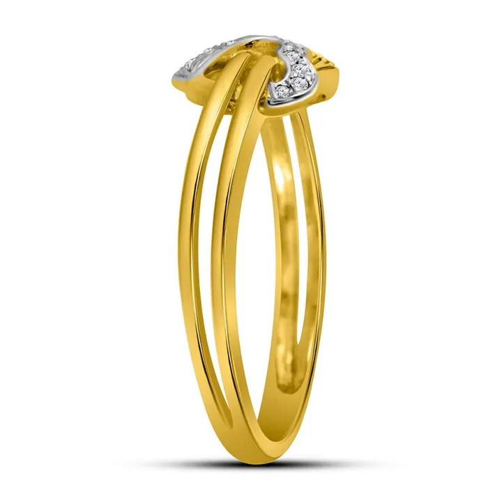 10k Yellow Gold Round Diamond Threaded Heart Ring 112 Cttw gndatlanta Rings