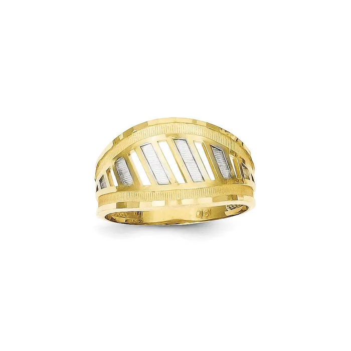 10K Yellow Gold u0026 Rhodium DiamondCut Ring Goldia Rings