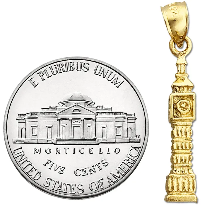 14K Gold 3D Big Ben London Charm Goldia Charm Necklaces