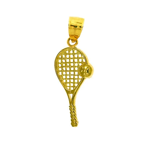 14K Gold Tennis Racquet Charm Goldia Charm Necklaces