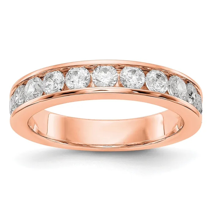 14K Rose Gold 11Stone Real Diamond Channel Band Goldiacom Rings