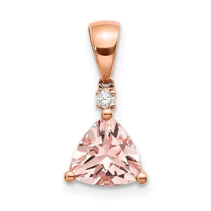 14k Rose Gold Trillion Morganite u0026 Real Diamond Pendant Goldia Necklaces 14k Rose Gold Trillion Morganite u0026 Real Diamond Pendant Goldia Necklaces