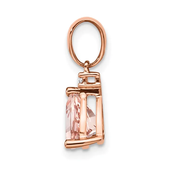 14k Rose Gold Trillion Morganite u0026 Real Diamond Pendant Goldia Necklaces