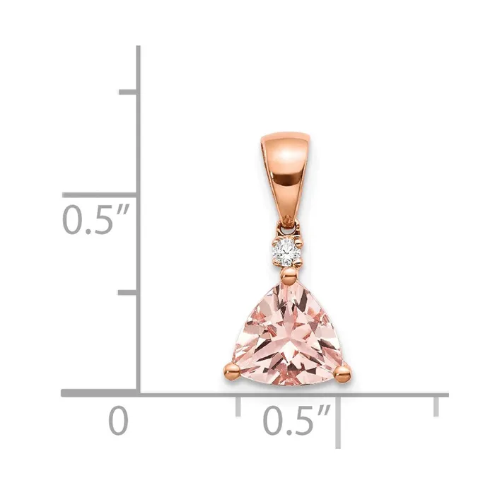 14k Rose Gold Trillion Morganite u0026 Real Diamond Pendant Goldia Necklaces