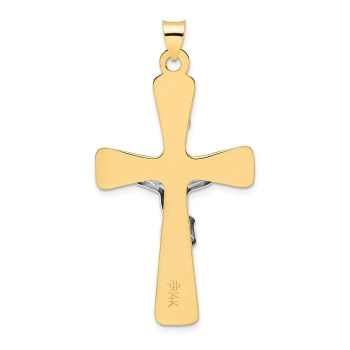 14k Twotone Gold Polished Solid INRI Crucifix Pendant Goldia Rings