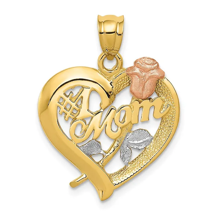 14k Twotone Gold Twotone Gold wRhodium Mom Charm Goldia Rings