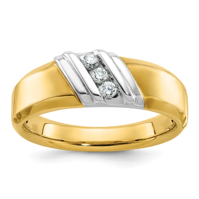 14k Twotone Two Tone 16 Ct Lab Grown Diamond VSSI G Polished Mens Ring Goldia Rings