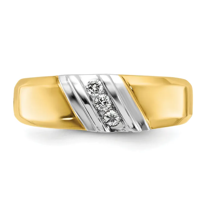 14k Twotone Two Tone 16 Ct Lab Grown Diamond VSSI G Polished Mens Ring Goldia Rings