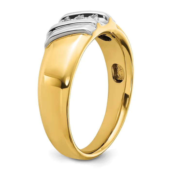 14k Twotone Two Tone 16 Ct Lab Grown Diamond VSSI G Polished Mens Ring Goldia Rings