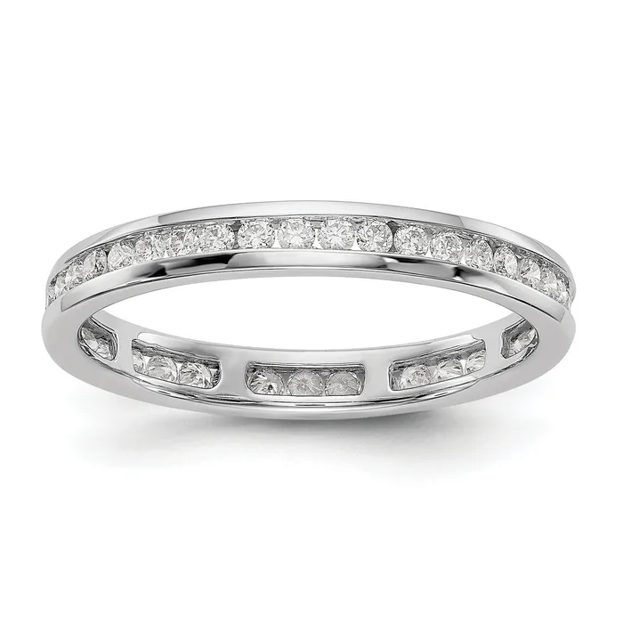14k White Gold 12 Ct Lab Grown Diamond VSSI G Channel Set Eternity Band Ring Goldia Rings