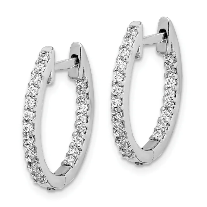 14k White Gold 12 Ct Lab Grown Diamond VSSI G In and Out Hinged Hoop Earrings Goldia Earrings