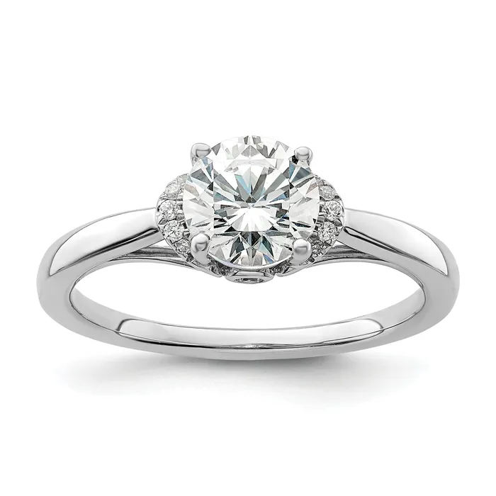 14k White Gold 120 Ct Lab Grown Diamond VSSI G 1 Ct center Round Solitaire Engagement Ring Goldia Rings