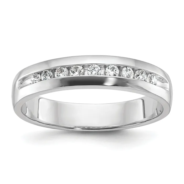 14k White Gold 14 Ct Lab Grown Diamond VSSI G Nine Stone Polished Mens Ring Goldia Rings