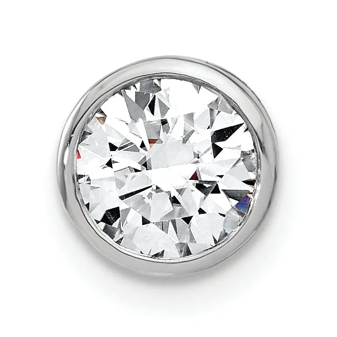 14k White Gold 1 Ct Lab Grown Diamond VSSI G Round Bezel Chain Slide Pendant Goldia Necklaces 14k White Gold 1 Ct Lab Grown Diamond VSSI G Round Bezel Chain Slide Pendant Goldia Necklaces