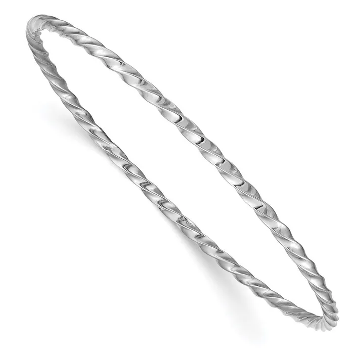 14k White Gold 250mm Twisted Slipon Bangle Goldia Earrings
