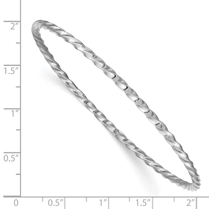 14k White Gold 250mm Twisted Slipon Bangle Goldia Earrings