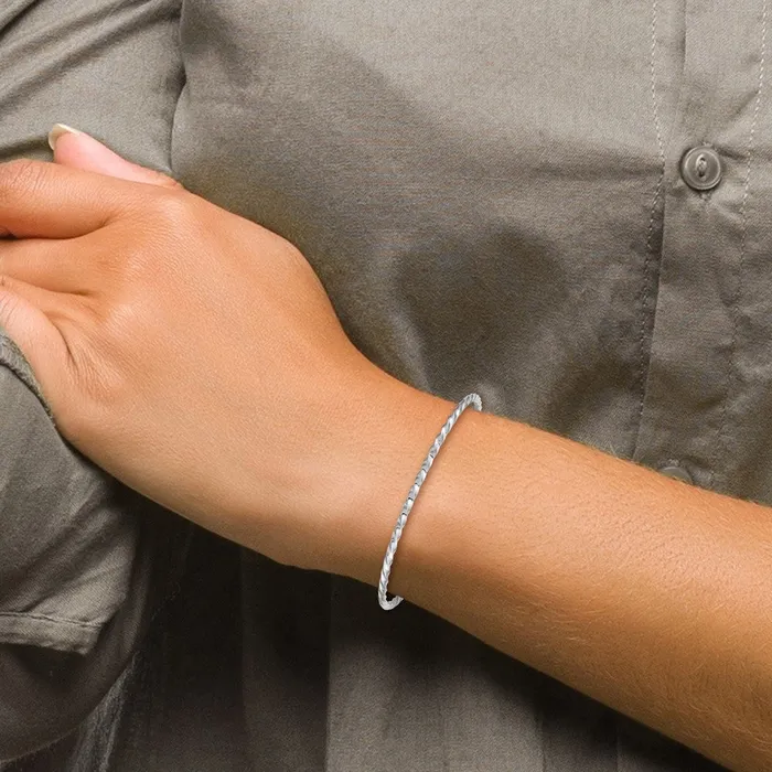 14k White Gold 250mm Twisted Slipon Bangle Goldia Earrings