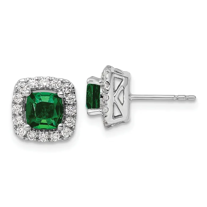 14k White Gold 38 Ct Lab Grown Diamond VSSI G May Birthstone Lab Created Emerald Halo Post Earrings Goldia Earrings 14k White Gold 38 Ct Lab Grown Diamond VSSI G May Birthstone Lab Created Emerald Halo Post Earrings Goldia Earrings