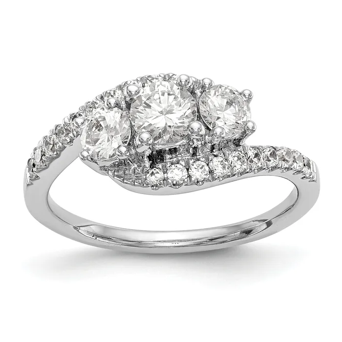 14K White Gold 3 Stone Simulated Diamond Engagement Ring Goldiacom Rings