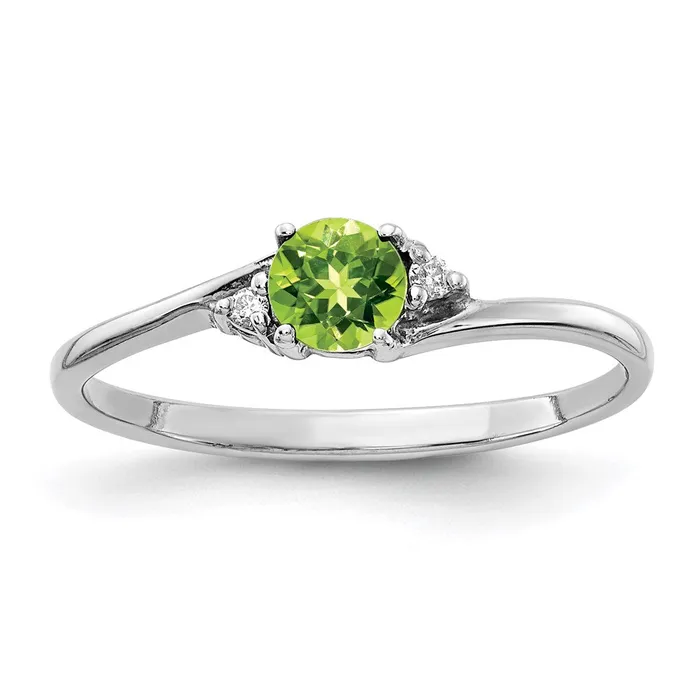 14k White Gold 4mm Peridot A Real Diamond ring Goldia Rings